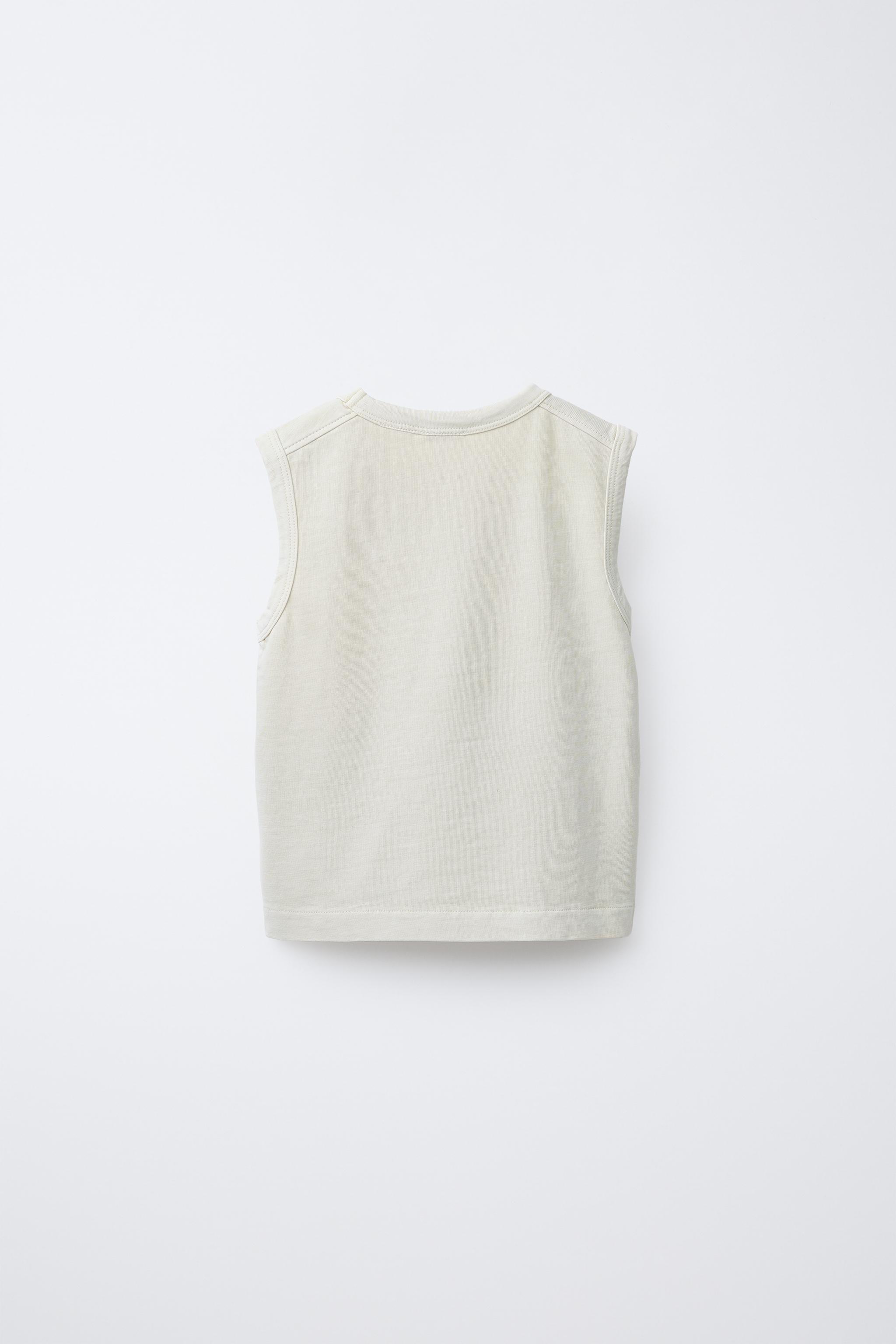 GARMENT DYE EMBROIDERED SLEEVELESS T-SHIRT